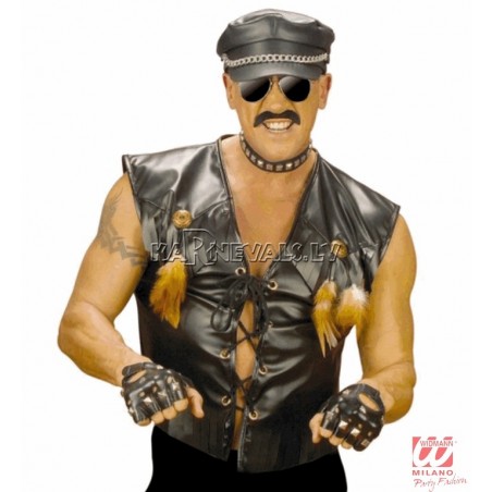  "Кожаная" жилетка в стиле"Вестерн" для рокеров и байкеров 