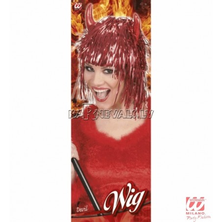 Sarkana disko stila velna parūka ar ragiem