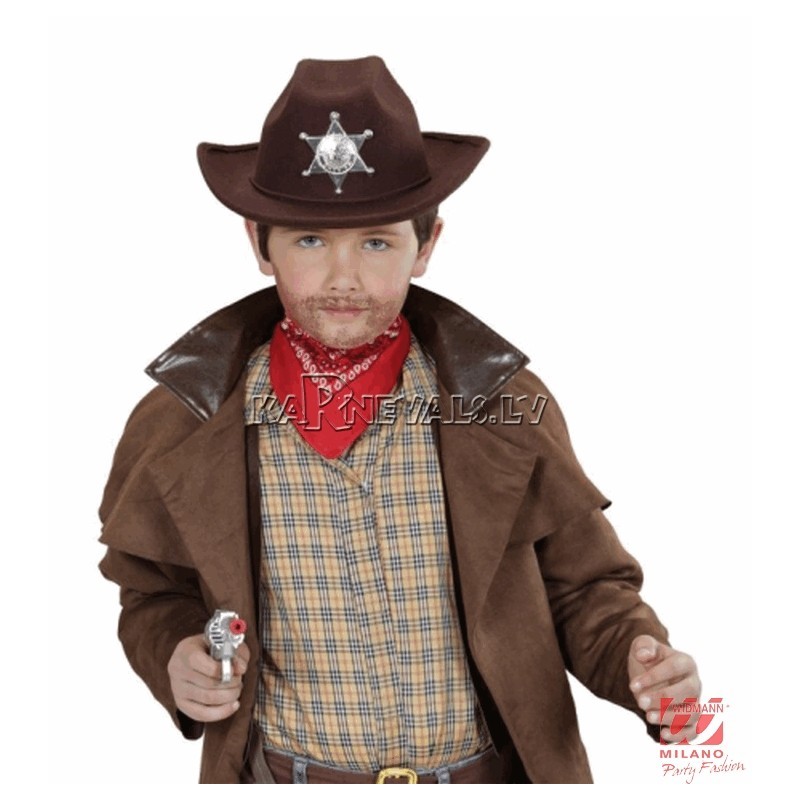 Шляпа ковбоя, коричневая, звезда