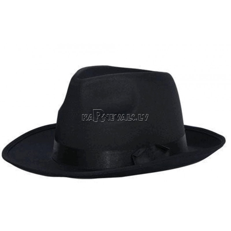 Gangsteru cepure melns satīns