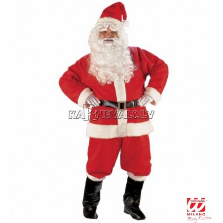 Костюм деда Мороза. В комплекте: шапка, парик, борода, усы, брови, куртка, брюки, пояс, сапоги