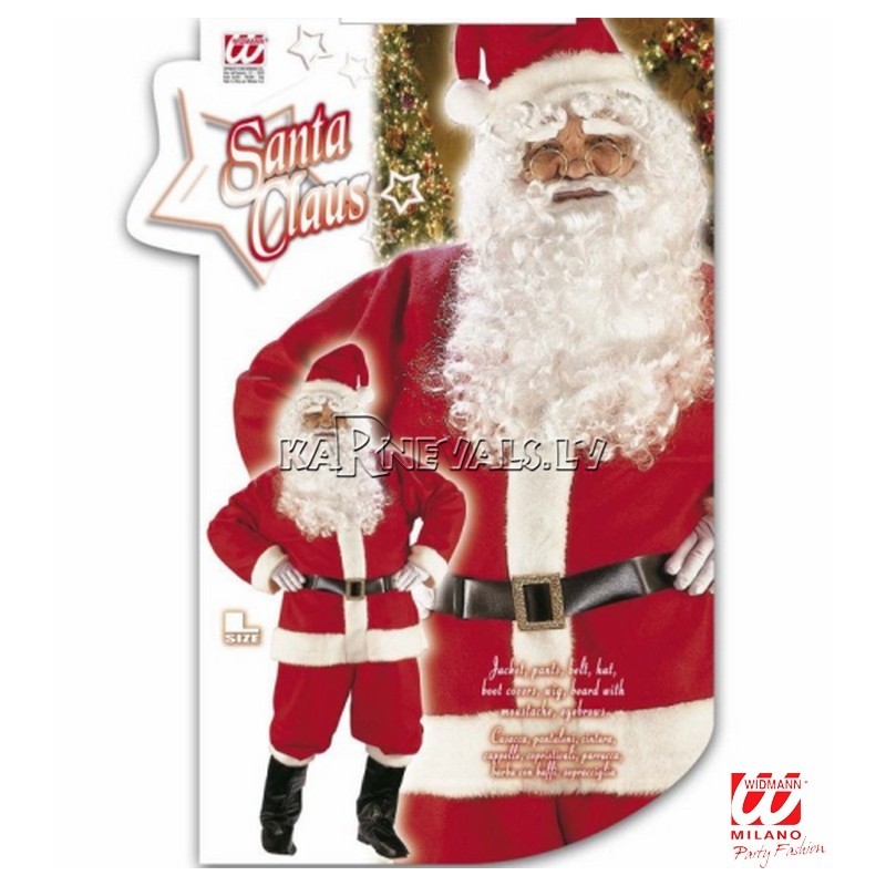 Костюм деда Мороза. В комплекте: шапка, парик, борода, усы, брови, куртка, брюки, пояс, сапоги