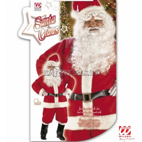 Костюм деда Мороза. В комплекте: шапка, парик, борода, усы, брови, куртка, брюки, пояс, сапоги