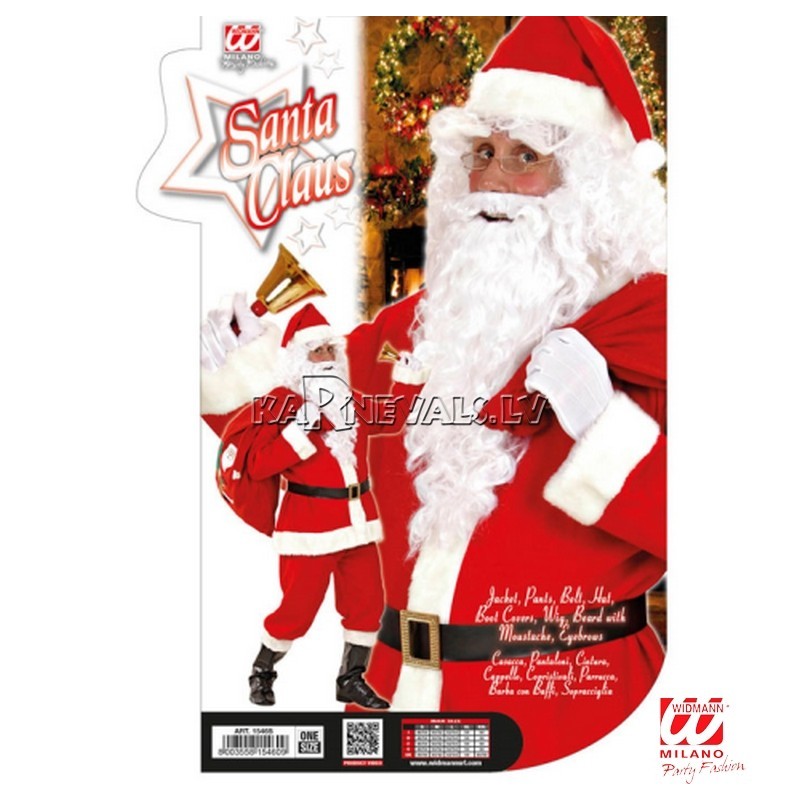 Костюм деда Мороза. В комплекте: шапка, парик, борода, усы, брови, куртка, брюки, пояс, сапоги