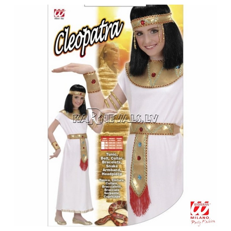 Karnevāla kostīms KLEOPATRA, (140cm), kleita ar apkakle, roku manšetes un josta