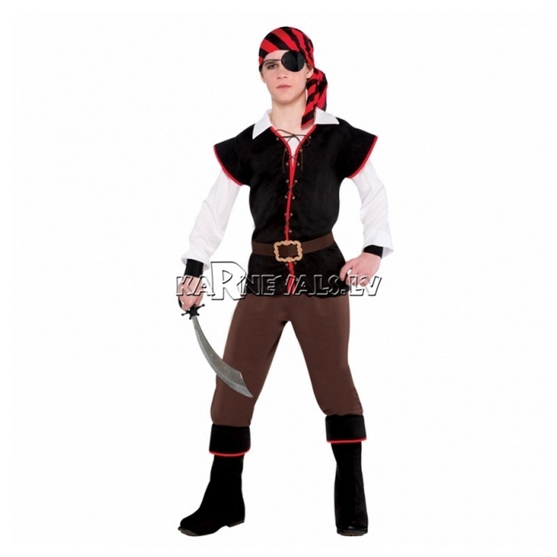  Pirata, juras dumpinieka kostims 12-14 gadu vecuma berniem, izmers 162cm. Komplekta krekls, veste, galvas lakats, josta, bikses