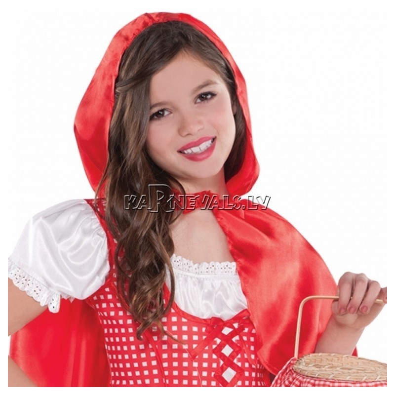 Sarkangalvītes tērps 4-6 gādu vecumā bērniem - kleita, piešūts priekšauts, mini appmetnis,  piešūtā kapuce.