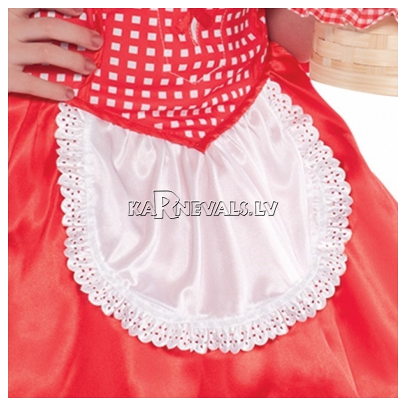 Sarkangalvītes tērps 4-6 gādu vecumā bērniem - kleita, piešūts priekšauts, mini appmetnis,  piešūtā kapuce.