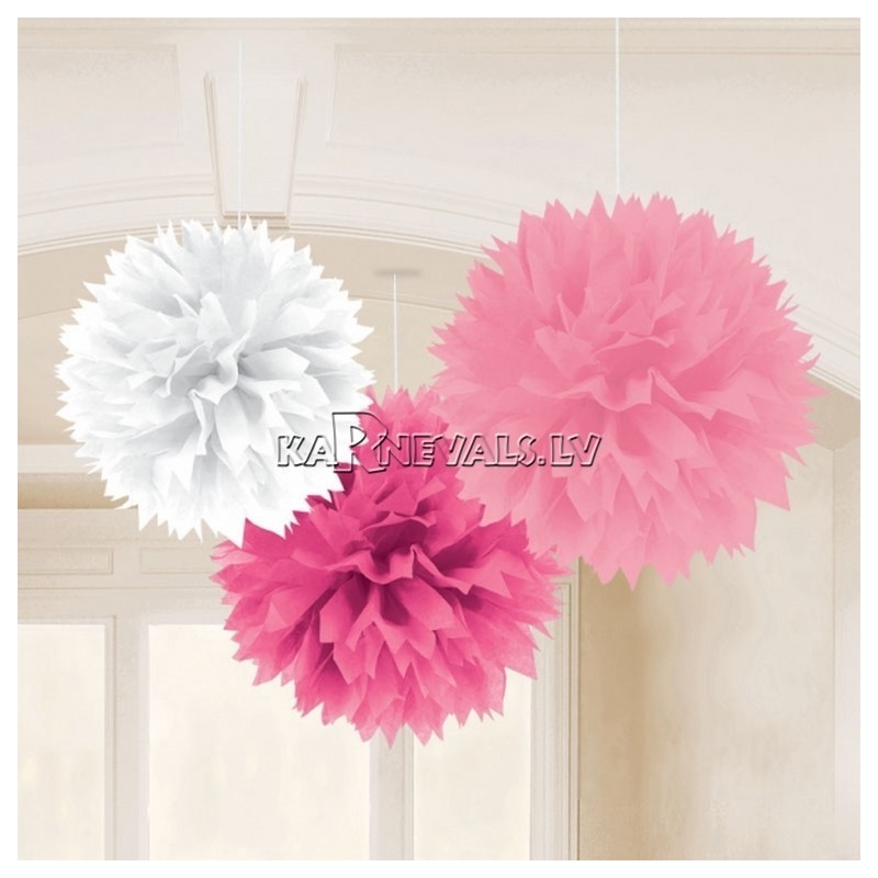 Пушистая бумажная декорация,  40,6см, в упаковке 3 шт.﻿