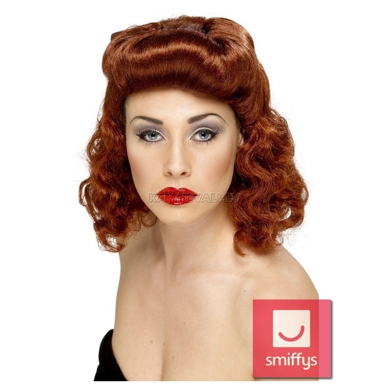 Парик в стиле 40-х,  длинные волнистые волосы, цвет - каштановый