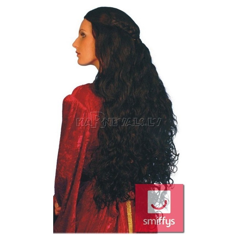 Парик гувернантки,  длинные волнистые волосы, цвет - черный
