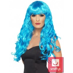 Parūka "Nāra", zila, gara, cirtaina, ar čolku, sintētika