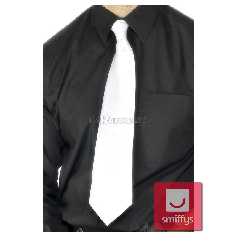 Галстук гангстера, белый, длинный, полиэстер