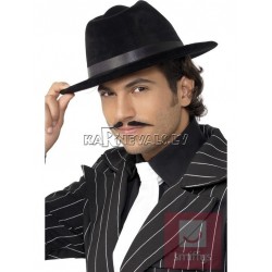 Gangstera cepure, melna ar melnu lenti.