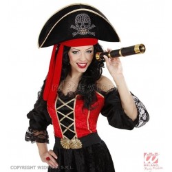 Piratu cepure ar galvaskausu, sarkana lente