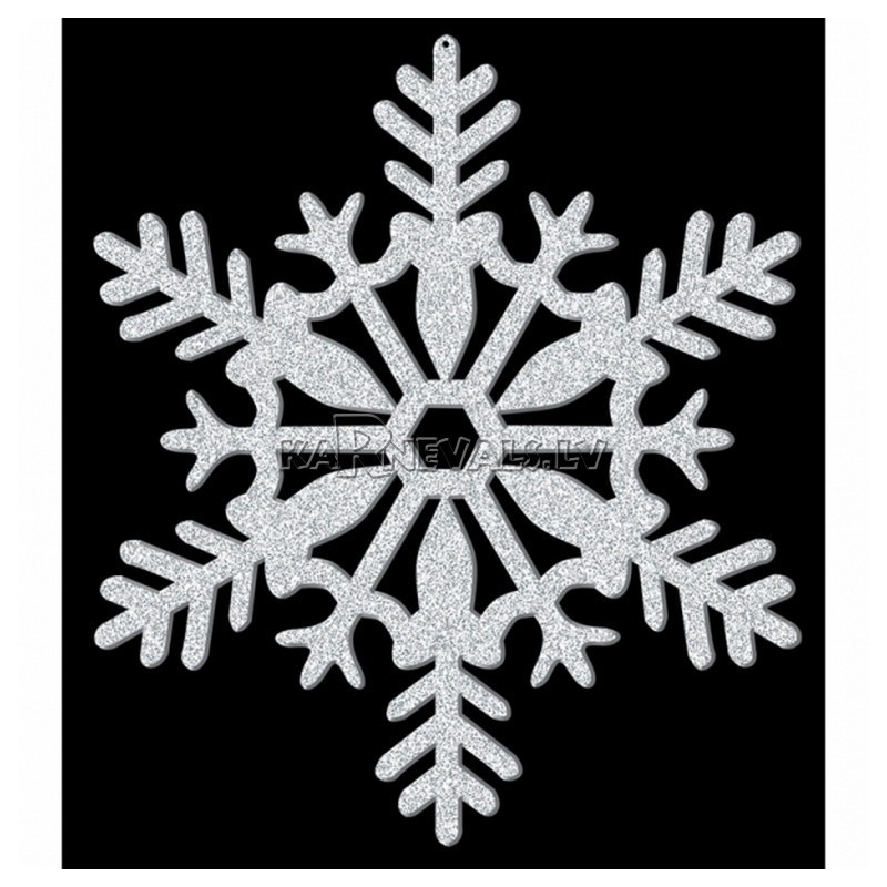 Spīdiga sniegpārsliņa, diam 28cm., 1 gab. Plastmasas, ar sudrabu spīdumu abās pusēs.