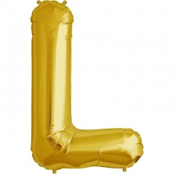 Burtu balons zelta krāsa﻿  "L",  87cm, folijas figūra paredzēta piepūšanai ar hēliju