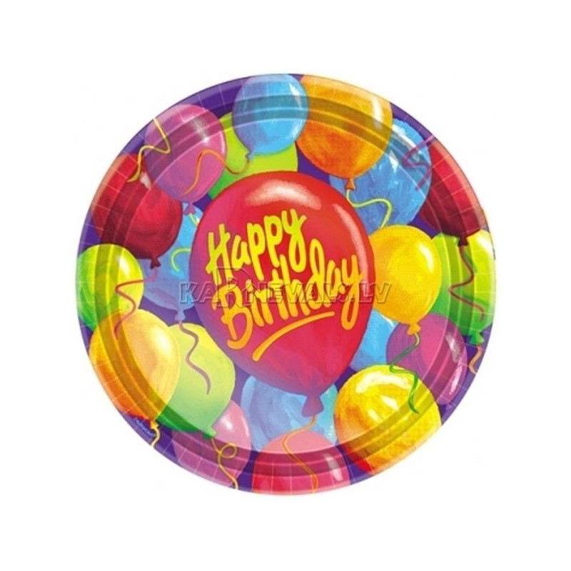 šķīvji ar attelu, 27 cm, 8 gab. Tema - dzimšanas diena