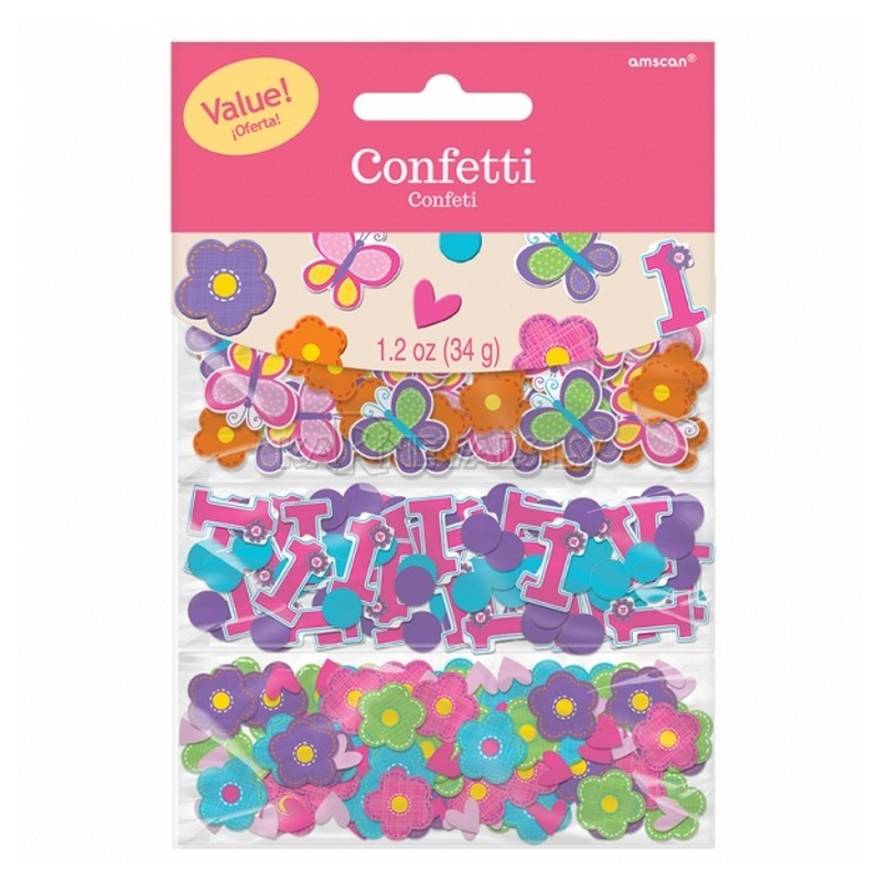 Первый  день рождения девочки -  бумажные конфетти для украшения стола 