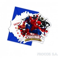 Приглашения в конвертах Человек паук  6 шт