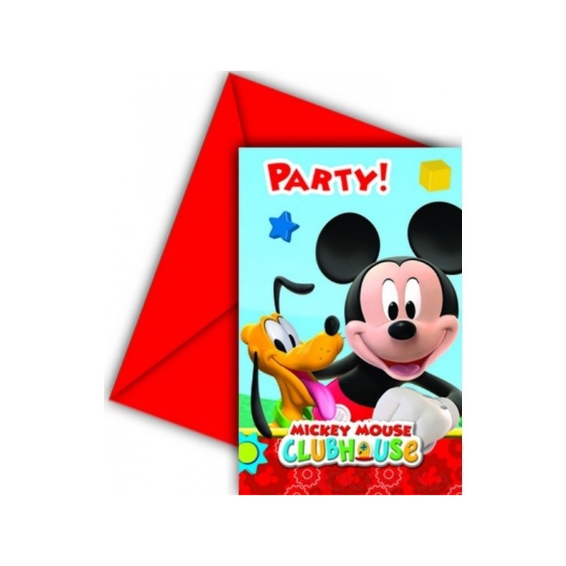 Приглашения в конвертах  Mикки Маус  6 шт