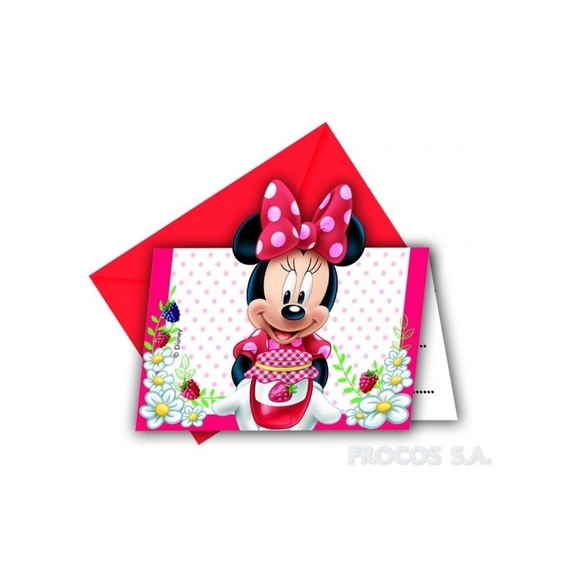 Приглашения в конвертах   Мышка Минни 6 шт