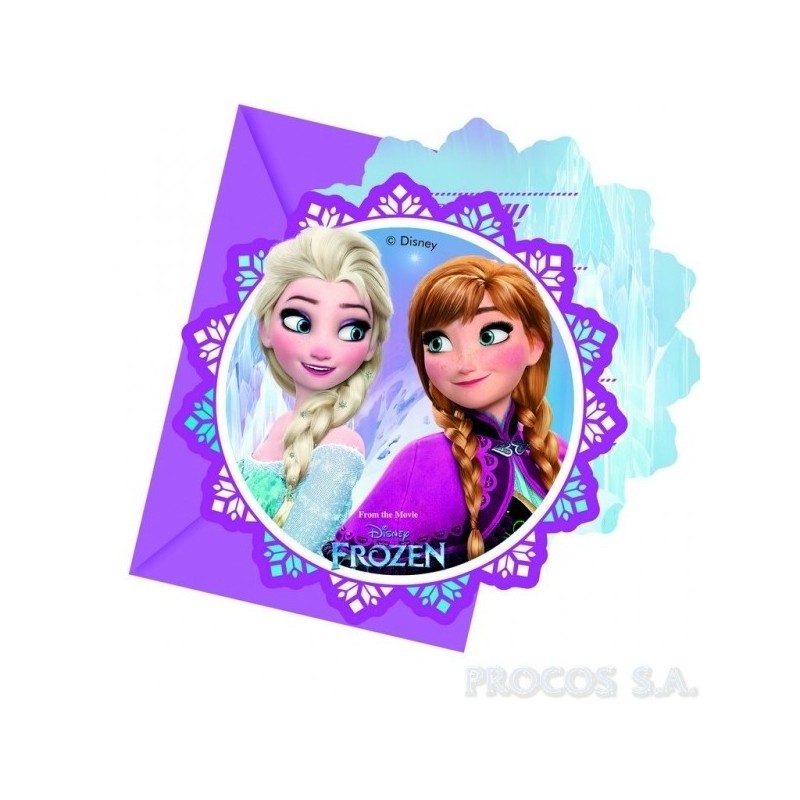 Приглашения в конвертах  Ледяное сердце  6 шт