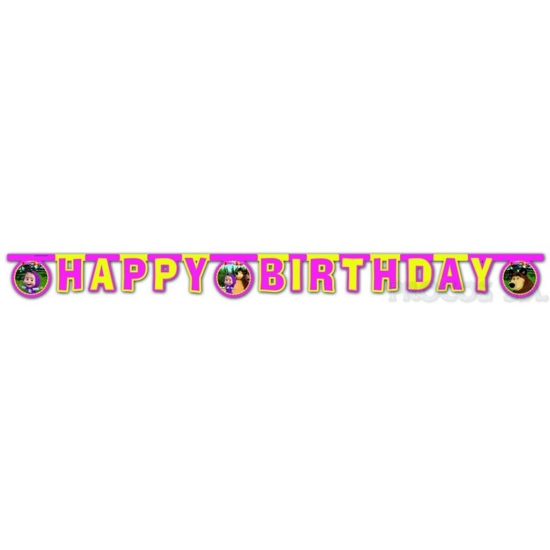 Буквенная гирлянда Happy Birthday  Маша и медведь