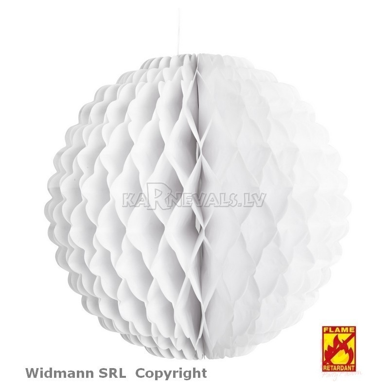 Белый, огнестойкий, шар из гофрированной бумаги, 32 см