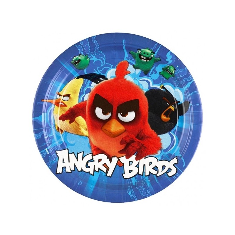 Šķīvji Dusmiigie putni ("Angry birds") , 23cm, iepakojumā 8 gab.