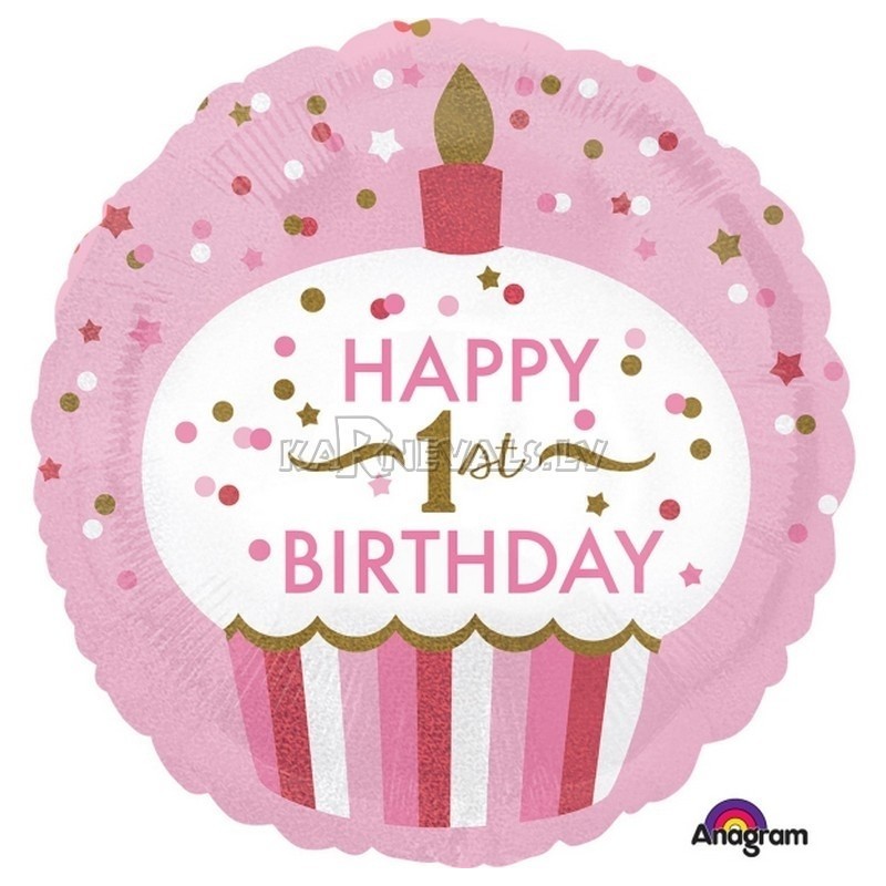 Pirmā dzimšanas diena meitenītei﻿ torte  folija balons 45 cm ﻿﻿