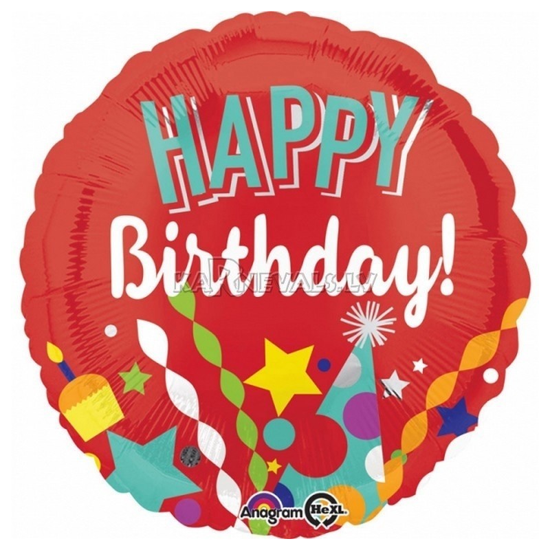 День рождения  Фестиваль шар из фольги ﻿ 18"/45 см﻿ ﻿﻿