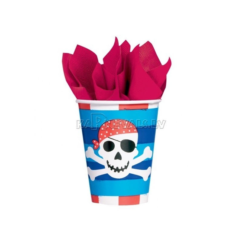 Набор прочных бумажных стаканчиков﻿ с рисунком. Тема - пиратские сокровища