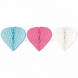 Бумажная - подвесная декорация, белая, розовая, туркиз , упаковка 3 шт.