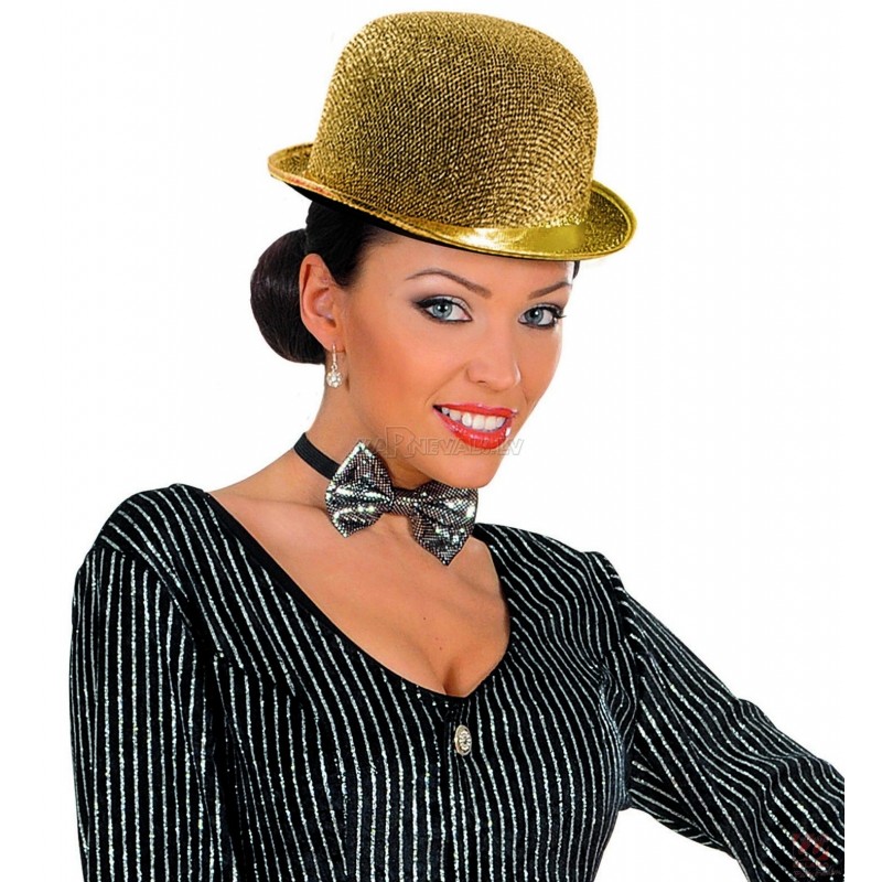 Котелок золотого цвета, люрекс, фетр 