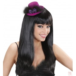 Розовая мини-шляпка, с цветочками, стразами и перьями