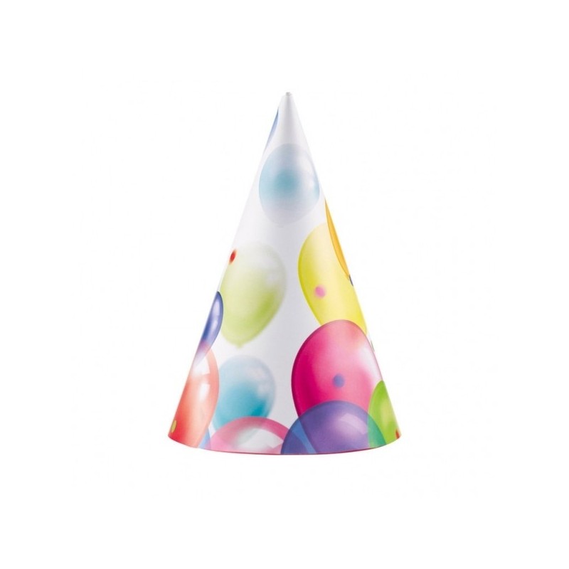 8 Party Cone Hats All Aboard Birthday 16 cm