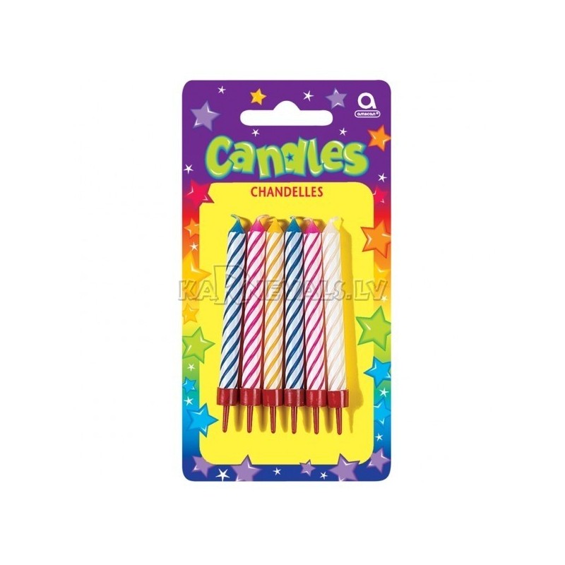 Набор спиральных свечей  с подсвечниками для торта.﻿