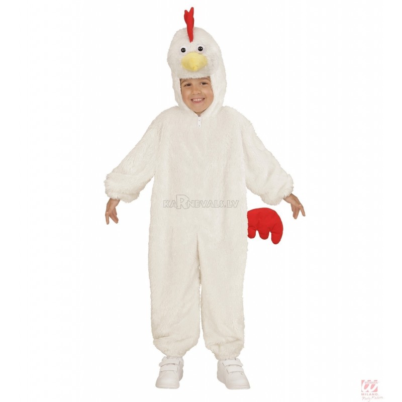 Cālēns baltas  krāsas karnevālu kostīms kombinezons ar kapuci un maska 113 cm 3-5 gadu bērniem