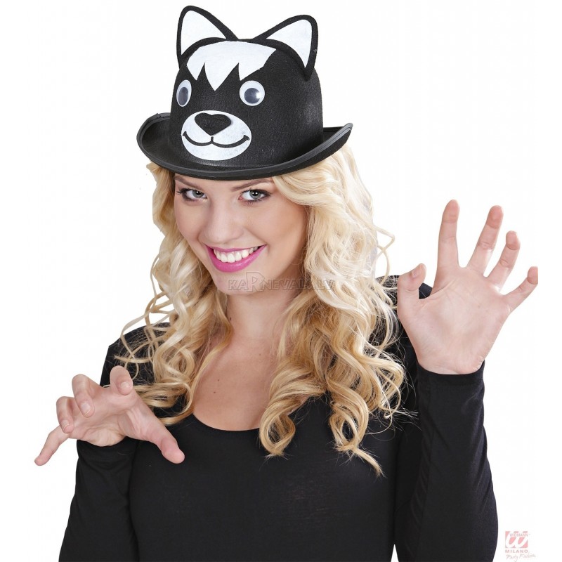 Шапочка кота фетровая в форме котелка﻿