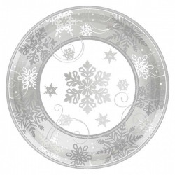 8 Plates sparkling snowflake 18 cm
