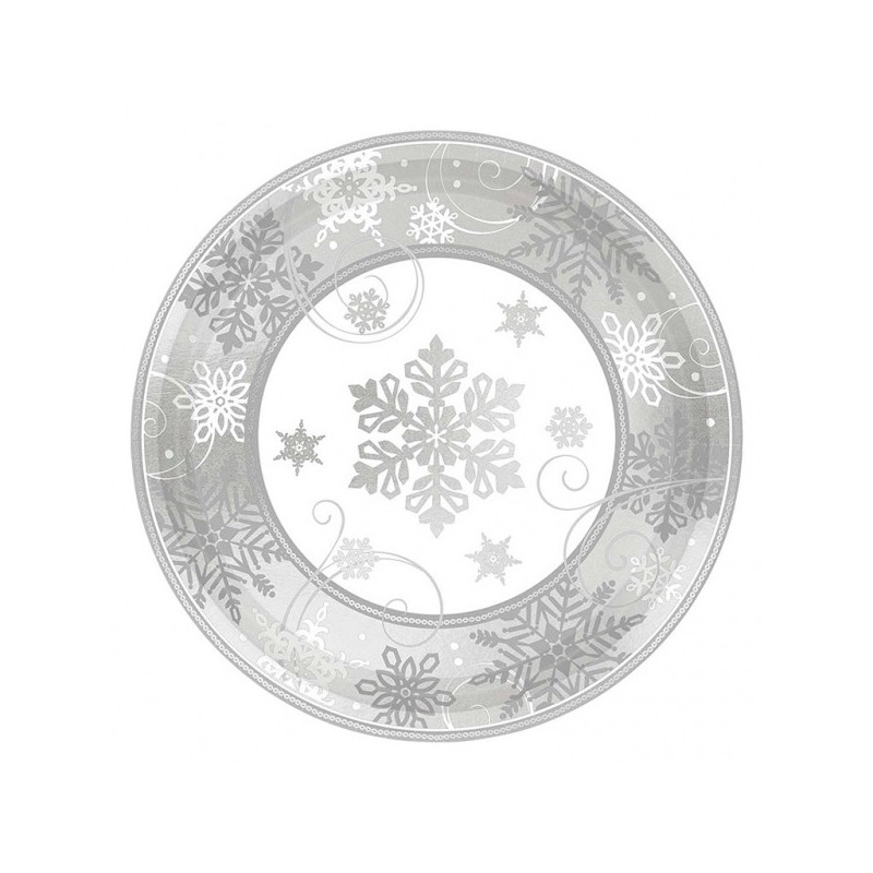 8 Plates sparkling snowflake 18 cm